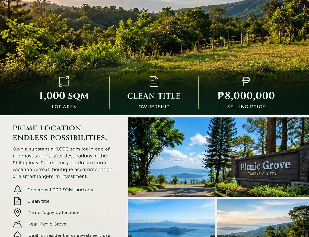 1,000 SQUARE METER TAGAYTAY CITY NEAR PICNIC GROVE